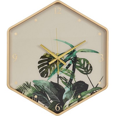 River Parks Studio Leopold Painted Gold and Fern 17 1/4"W Hexagon Wall Clock