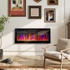 HOMCOM 42" Ultra-thin Recessed and Wall Mounted Electric Fireplace, Freestanding Fireplace Heater with Adjustable Flame Effect, Crystal, Black - 2 of 4