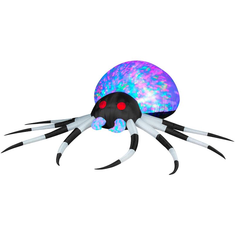 Gemmy Projection Airblown Inflatable Kaleidoscope Black/White Spider (RGB), 2.5 ft Tall, Multicolored, 1 of 3