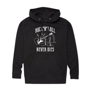 Men's - Instant Message - Rock N Roll Never Dies Graphic Fleece Pullover Hoodie - 1 of 4