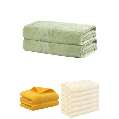 REGALWOVEN Absorbent Solid Bath Hand Face Cloths Cotton Towels 3 Piece Sets