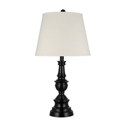 27" 3-Way Decorative Metal Table Lamp with Linen Shade (Includes LED Light Bulb) Black - Cresswell Lighting