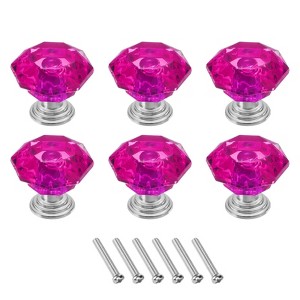 Unique Bargains Crystal Cabinet Knobs with Screw for Cupboard Wardrobe 6 Pcs - 1 of 4