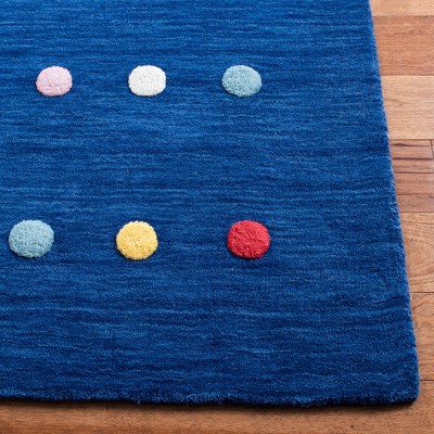 Navy Hand-Tufted Wool Kids' Polka Dot Area Rug, 3' x 5'