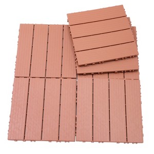 Cesicia 44Pcs Plastic Interlocking Deck Tiles, 12"x12" Patio Flooring for Garden Poolside Front/Back Yard, All Weather Use - 1 of 4