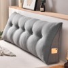 Bekrvio Wedge Headboard Pillow for Bed, Faux Linen Reading Backrest Cushion with Removable Cover & Pocket, Large Triangular Bed Rest - 3 of 4