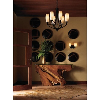 Brushed Nickel 2-Light Bath Sconce with Etched Glass Shades