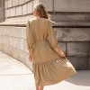 Women's Bohemian Taupe Tiered Midi Dress with - Cupshe - 4 of 4