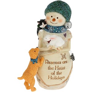 Pavilion Gift Company - Rescues - 4.5" Snowman with Kitten, Bunny & Puppy - Decorative Objects - 1 of 4