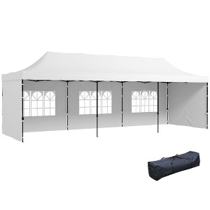 Outsunny 338.5" x 114.25" Pop Up Canopy Tent, Tent for Parties with Carry Bag and Sand Bags, Height Adjustable - 1 of 4