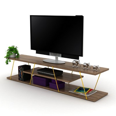 Sapphtopaz TV Stand for TVs Up to 60" with Open Storage Shelves TV Entertainment Center with Metal Cords, TV Console for Living Room
