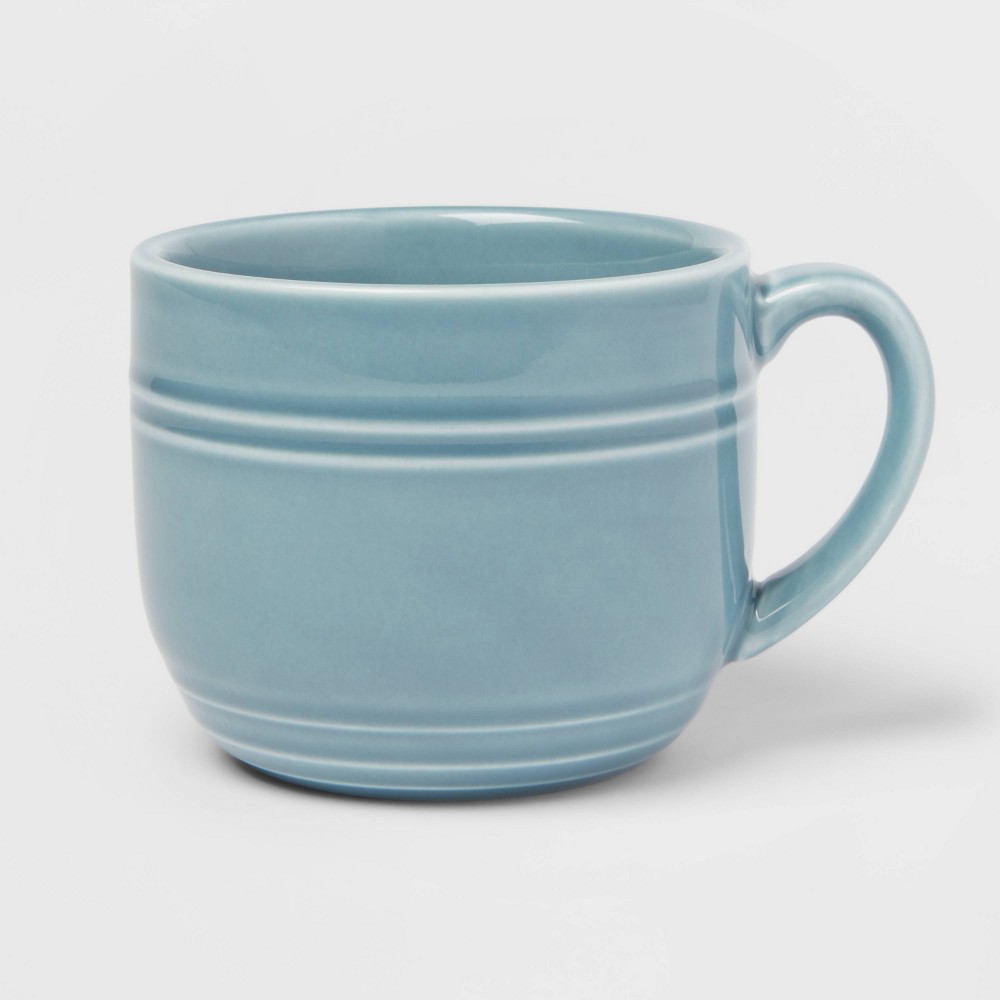 Photos - Glass 15oz Stoneware Westfield Mug Blue - Threshold™