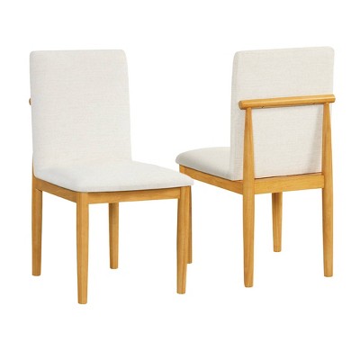 HomePop Set of 2 Modern Upholstered Dining Chairs Cream: Polyester Fabric, Plywood Frame, Spot Clean