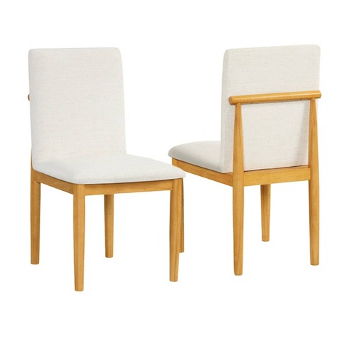 Homepop Set Of 2 Modern Upholstered Dining Chairs Cream: Polyester ...