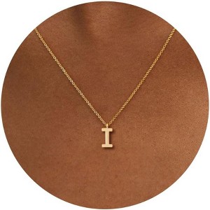 Initial Necklace for Women, 14K Gold Plated Dainty Personalized Letter Pendant - 1 of 4