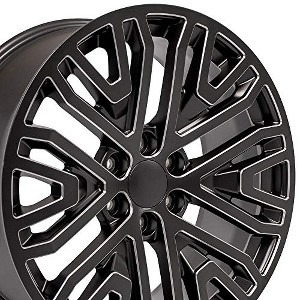 OE Wheels CV37 22 Inch Rim Fits Sierra 1500 Style 6x139.7 22x9 Satin Black with Milled Edge - Hollander 5906 (1) - 1 of 4