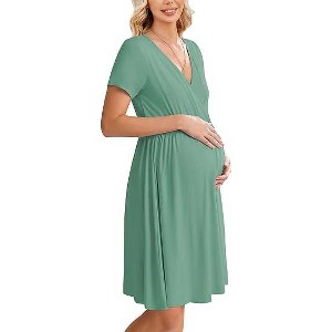 Ekouaer Women 3 in 1 Labor and Delivery Gown Split Front Flap Maternity  Hospital Dress Nursing Nightgown for Breastfeeding Green L : Target