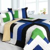 Slickblue Full/Queen Quilt Set, 100% TC Fabric Vermicelli Quilted Patchwork, Reversible, Multi Design & Color, 3pc - 2 of 4
