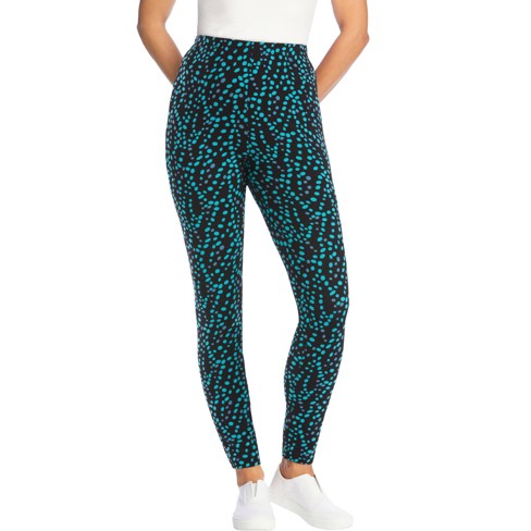 Woman Within Women s Plus Size Tall Stretch Cotton Printed Legging 6X Waterfall Dots