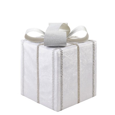 The Lakeside Collection Metallic White Presents - Small Metallic White Present