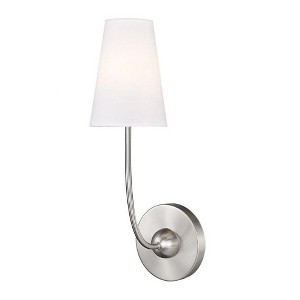 Shannon Collection Wall Sconce - Classic Design with Brushed Nickel Steel & Fabric Shade - 1 of 4