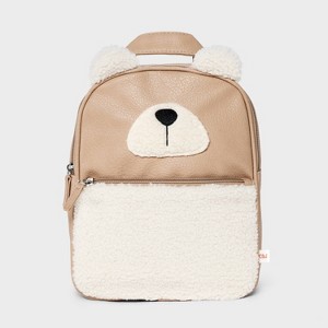 Kids' 11" Mini Shearling Bear Backpack - Cat & Jack™ Cream/Brown: Faux plush, Animal Icon, - 1 of 4