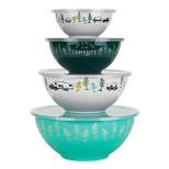 Camco Life is Better at The Campsite Nesting Bowl Set, Includes (4) Durable Melamine Bowls with (4) Plastic Lids Suitable for On-The-Go Lifestyles