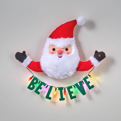 Hanging Pre-lit Animated Musical Santa with 'Believe' Light String Multicolor Lights - Wondershop™