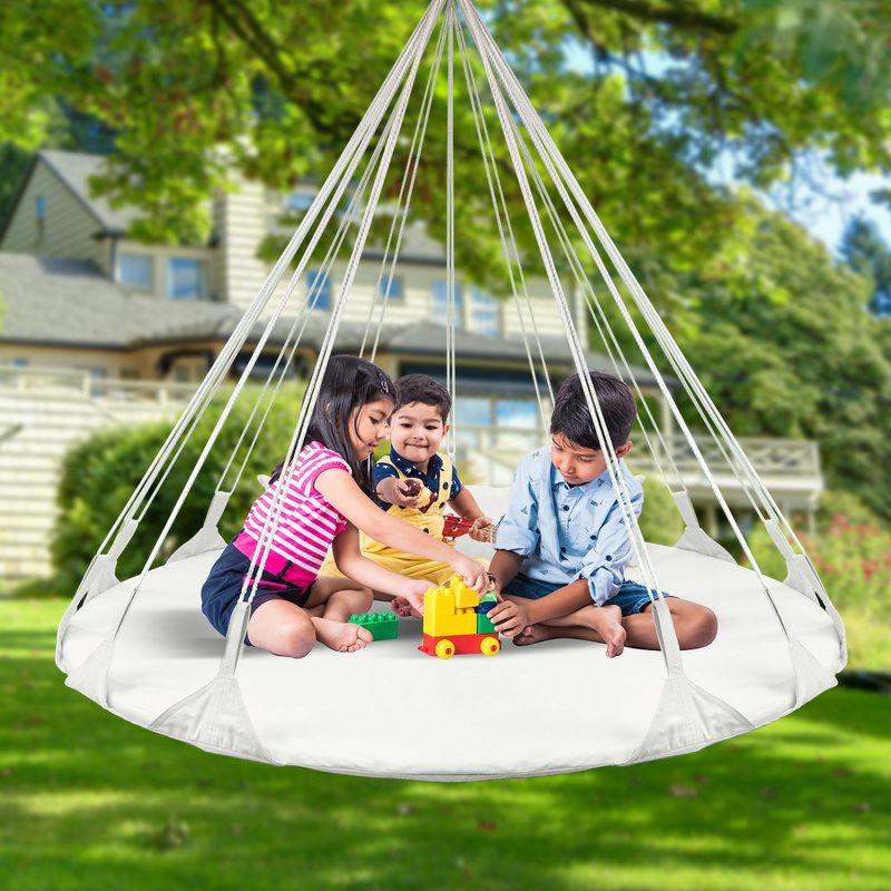 Sorbus 56" Stylish Hanging Swing Nest w/Pillow - Double Hammock Daybed Saucer Style Lounger Swing - Holds 264lbs Sturdy - White, 4 of 6