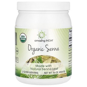 Amazing India USDA Certified Organic Senna Powder 16 oz-Raw, Vegan- Gluten-Free, Plant-Based Nutrition Promotes Regularity,Digestive - 1 of 2