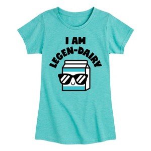 Girls' - Instant Message - I Am Legen-Dairy Fitted Short Sleeve Graphic T-Shirt - 1 of 4