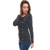 Allegra K Women's Cowl Neck Long Sleeves Buttons Decor Solid Ruched Top - 4 of 4