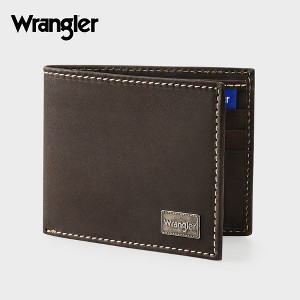 Wrangler Men's Brown Bifold Wallet Genuine Leather, Slim Casual Everyday Purse, Gift for Him - 1 of 4