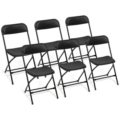 SUGIFT Folding Chairs 6 Pack – Black Plastic Folding Chairs for Indoor/Outdoor Use, Non-Slip Design, Easy Storage, 350 lbs Capacity