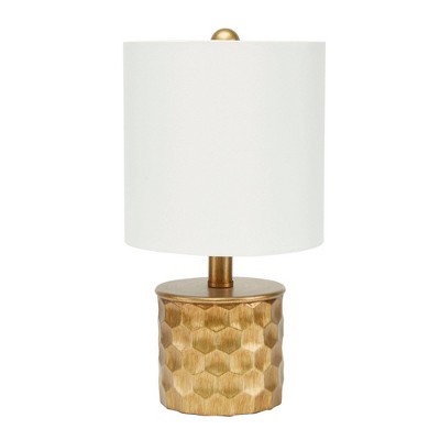 15" The Hive Mini Gilded Silverwood Table Lamp with Shade (Includes CFL Light Bulb) Brushed Gold - Decor Therapy