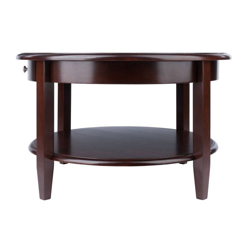 Concord Round Coffee Table with Drawer and Shelf - Antique Walnut - Winsome, 6 of 9