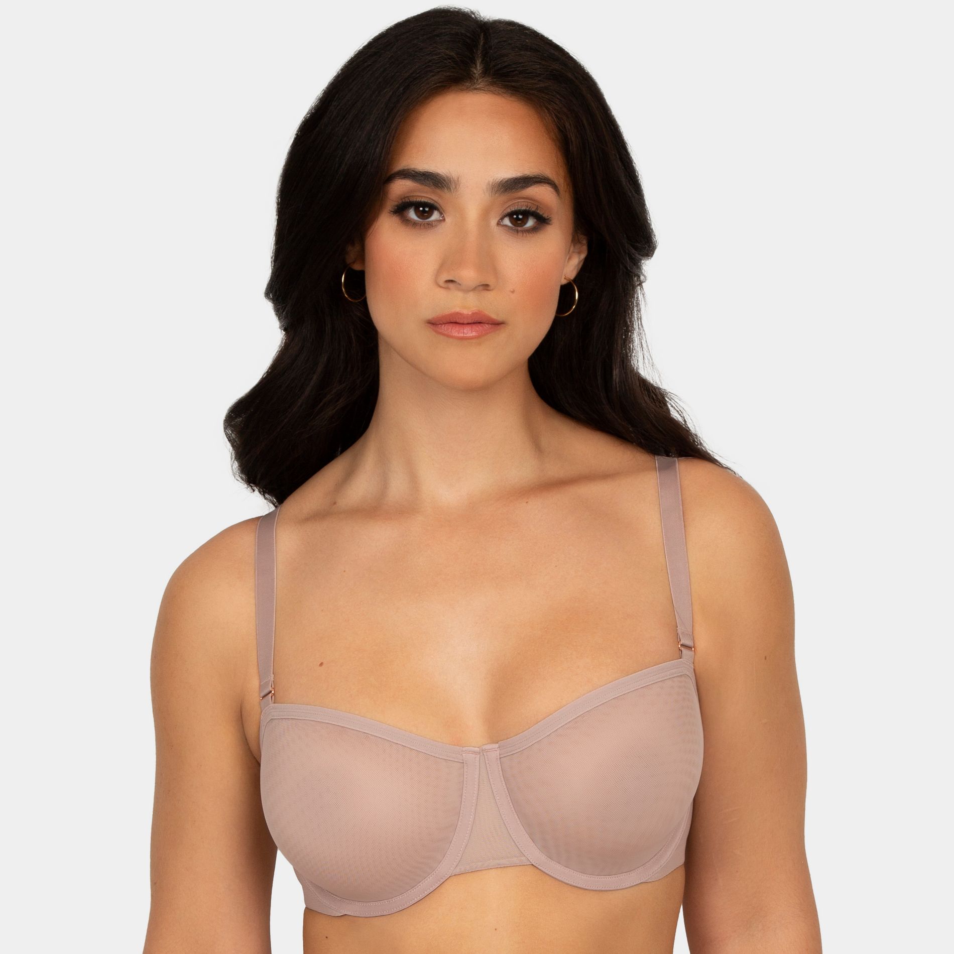 Smart& Sexy Women's Adore Unlined Mesh Balconette Bra Bark40DDD