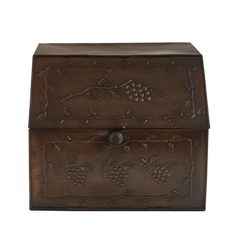 Pinecones Metal Bread Box