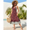 Women's Summer Fashion Floral Halter High Waist Dress V-Neck Wrap Bohemian Dress Sleeveless A Line Flowy Beach Casual Maxi - 2 of 4