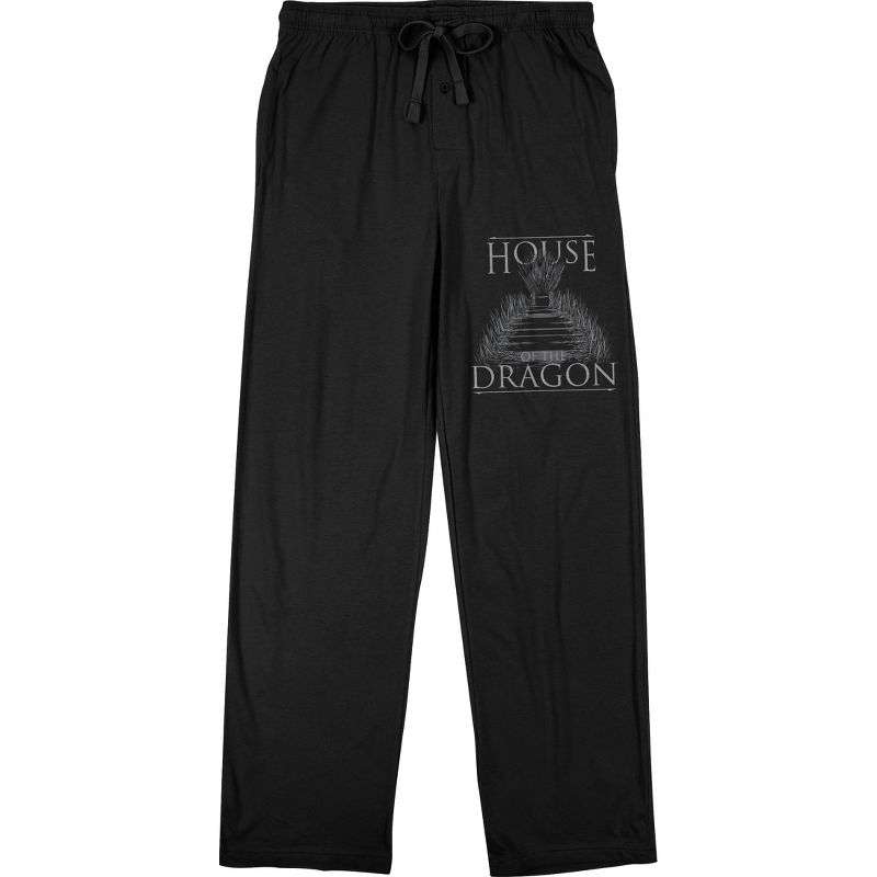 House Of The Dragon Throne Logo Unisex Adult Black Sleep Pajama Pants, 1 of 2