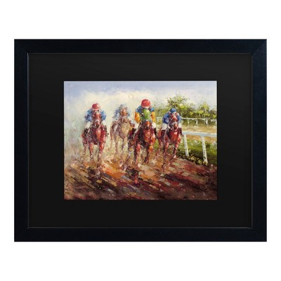 Kentucky Derby Landscape Print in Black Wood Frame
