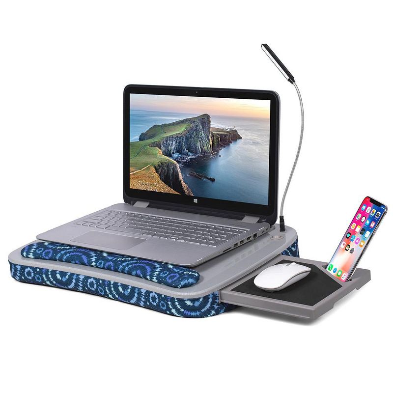 Sofia + Sam Multi-tasking Memory Foam Lap Desk with Blue Sunbursts Pattern, 4 of 5