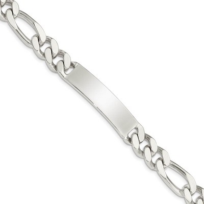 Black Bow Jewelry Men's 9mm Sterling Silver Figaro I.D. Bracelet