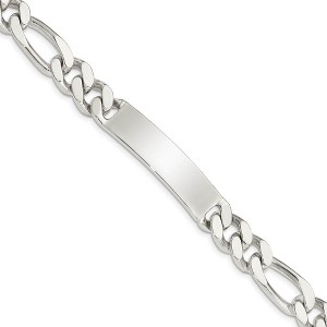 Black Bow Jewelry Men's 9mm Sterling Silver Figaro I.D. Bracelet - 1 of 4