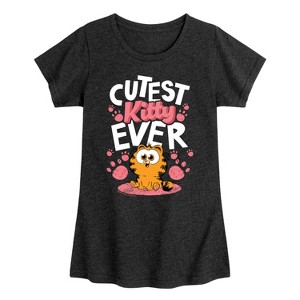 Girls' - Garfield - Cutest Kitty Ever Fitted Short Sleeve Graphic T-Shirt - 1 of 4