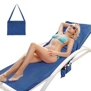 Catalonia Beach Lounge Chaise Covers with 3 Pockets, No Sliding Patio Chair Cover Towel, Pool Chair Cover, Quick Dry Chaise Cover, 73"x31" - 1 of 4
