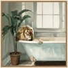 Kate & Laurel All Things Decor 30"x30" Sylvie Lion Relaxing in Tub Zen Bathroom Framed Canvas by The Creative Bunch Studio Natural - 2 of 4