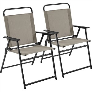 Yaheetech Set of 2 Outdoor Foldable Dining Chairs with Backrest and Armrests - 1 of 4