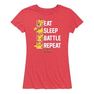 Women's - Pokémon - Eat Sleep Battle Repeat Short Sleeve Graphic T-Shirt - 1 of 4
