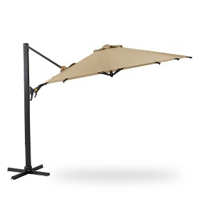 TiramisuBest 9'x7' Solar LED Lighted Patio Umbrella with Tilt & Crank for Table/Base,Garden/Deck/Backyard/Pool/Beach,Brown - 1 of 4